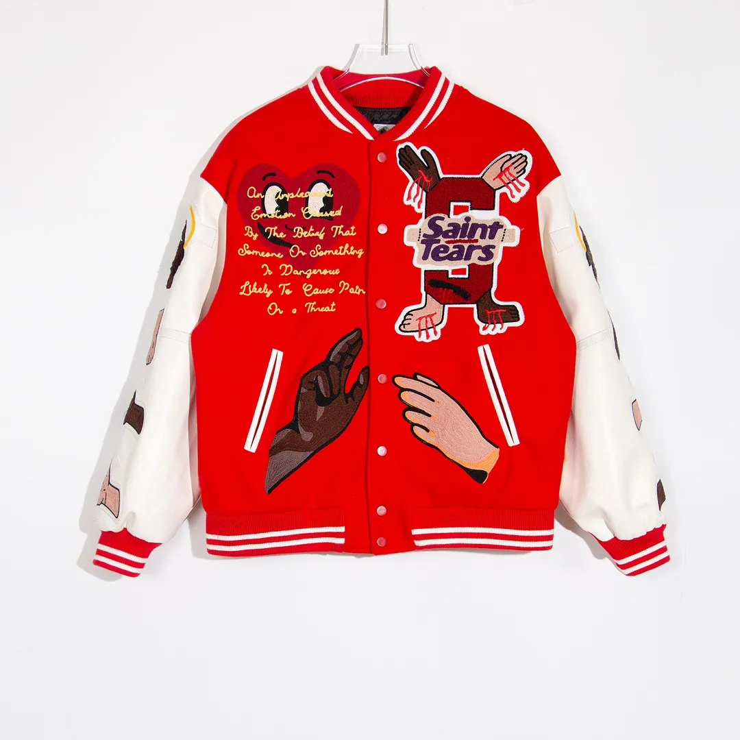 🧸High version SAINT MICHAEL high street vibe style ROCKY same heavy embroidered baseball jacket jacket for men and women p420 Style number: 271 Size: S-XL High version heavy laser embroidery process, quilted version, different from the low-end version on the market, you get what you pay for